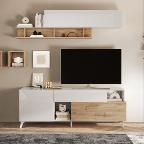 Meuble TV 180 cm Blanc...