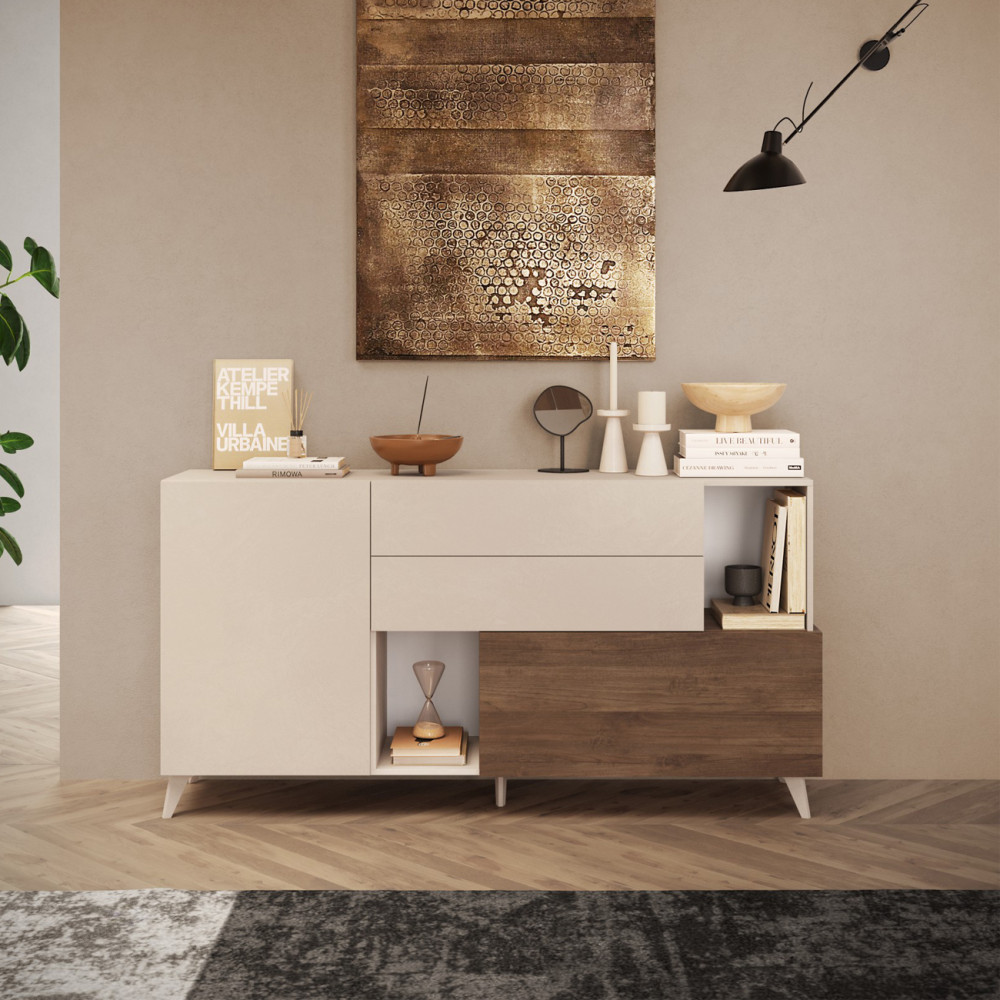 Buffet 180 cm Crème/Chêne noisette - PORTOFINO