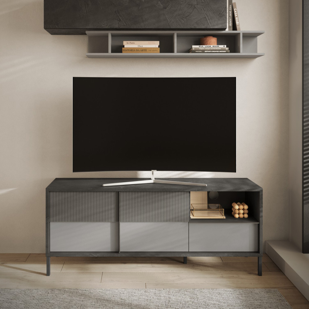 Meuble TV 156 cm Plomb/Ardoise/Glaise - CIVITA