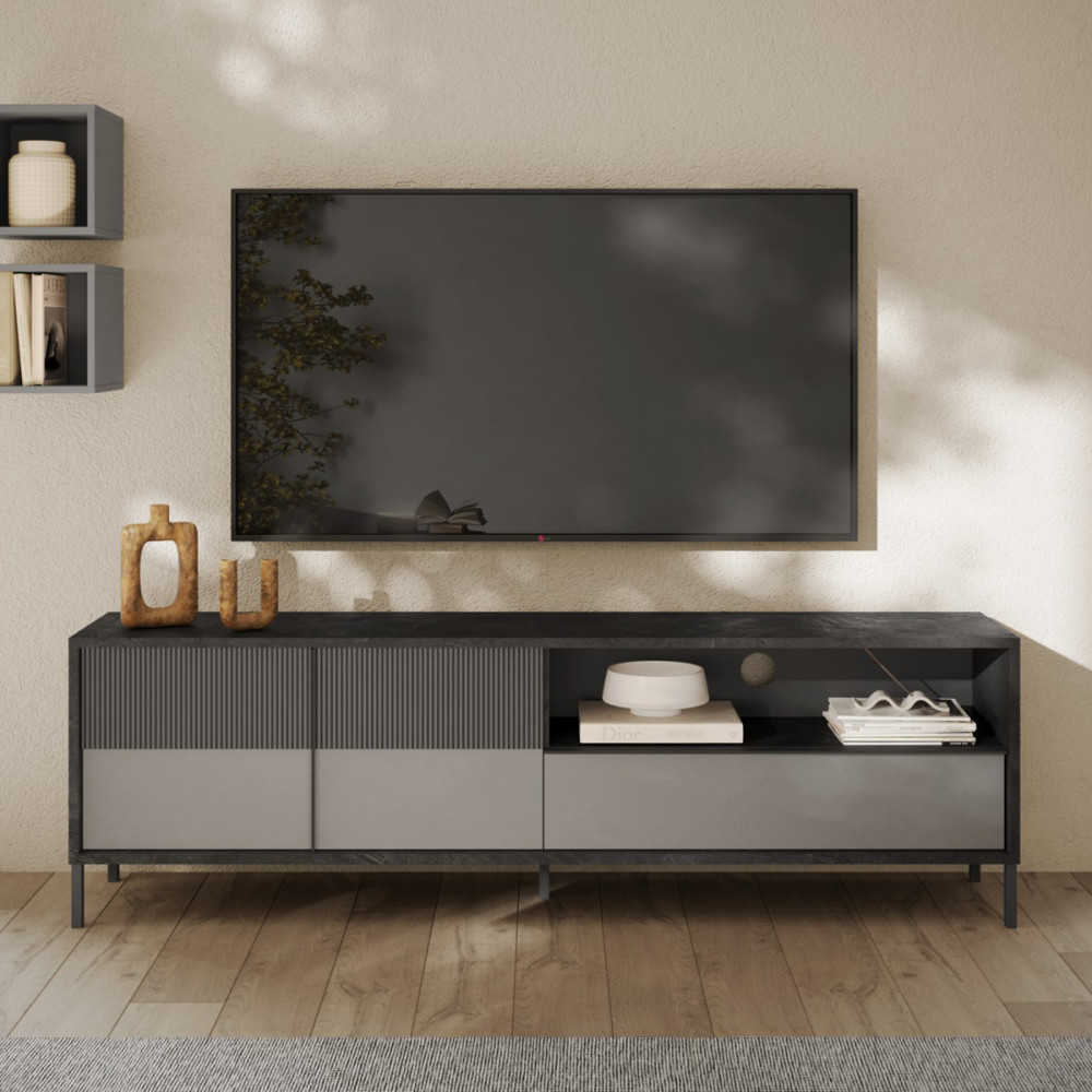 Meuble TV 206 cm Plomb/Ardoise/Glaise - CIVITA