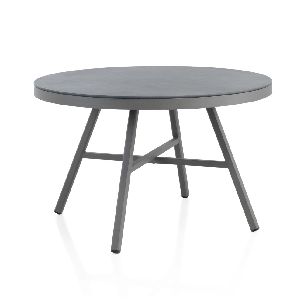 Table de repas de jardin ronde Aluminium Gris - YAIZA