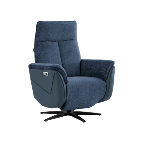 Fauteuil relax électrique pivotant Tissu/Simili cuir Bleu - CEPHEE