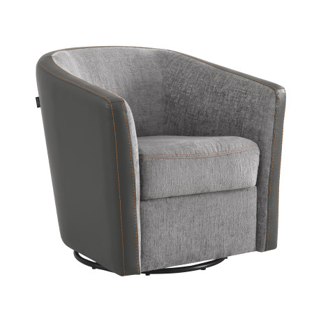 Fauteuil cabriolet pivotant Tissu/Simili cuir gris - JACQUES ambiance