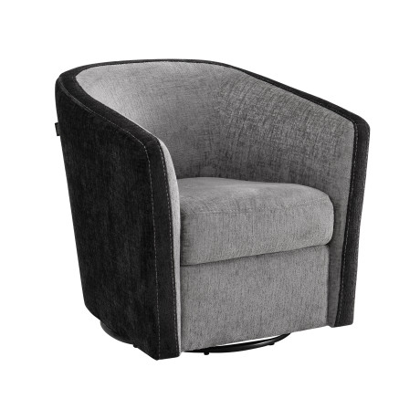 Fauteuil cabriolet pivotant Tissu noir/gris - JACQUES ambiance