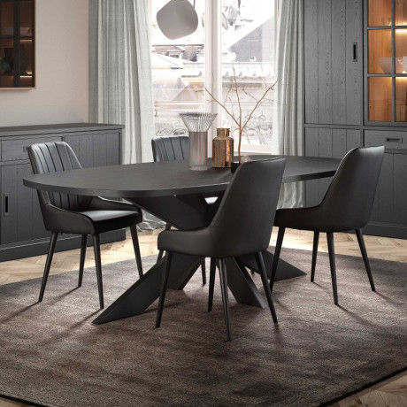 Table de repas ovale 200 cm Bois Noir - UNYS ambiance