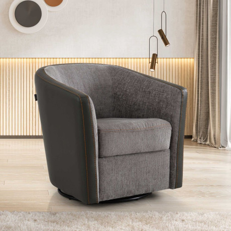 Fauteuil cabriolet pivotant Tissu/Simili cuir gris - JACQUES ambiance