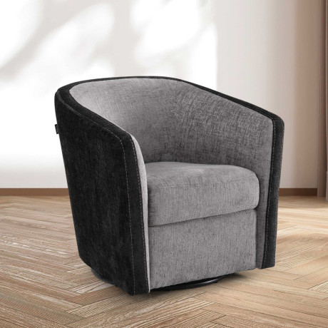 Fauteuil cabriolet pivotant Tissu noir/gris - JACQUES ambiance