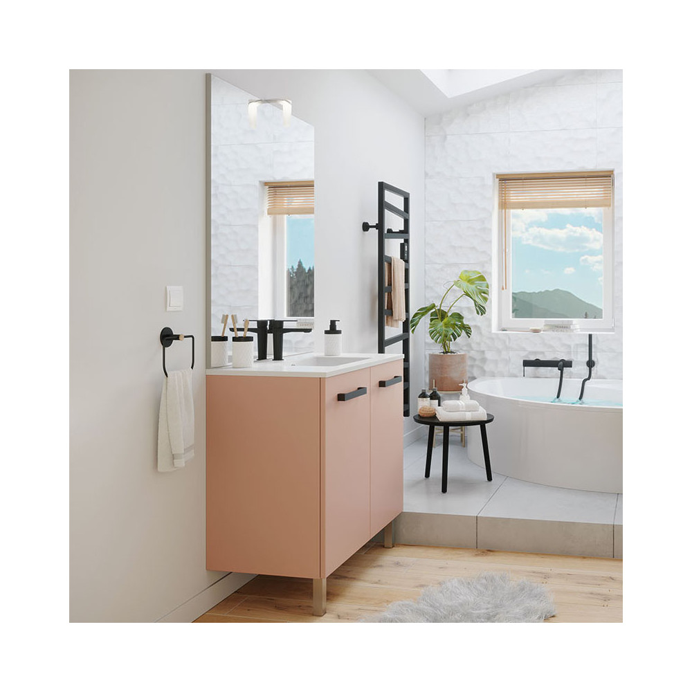 Meuble sous-vasque 120 cm Abricot + vasque + miroir - ATCO