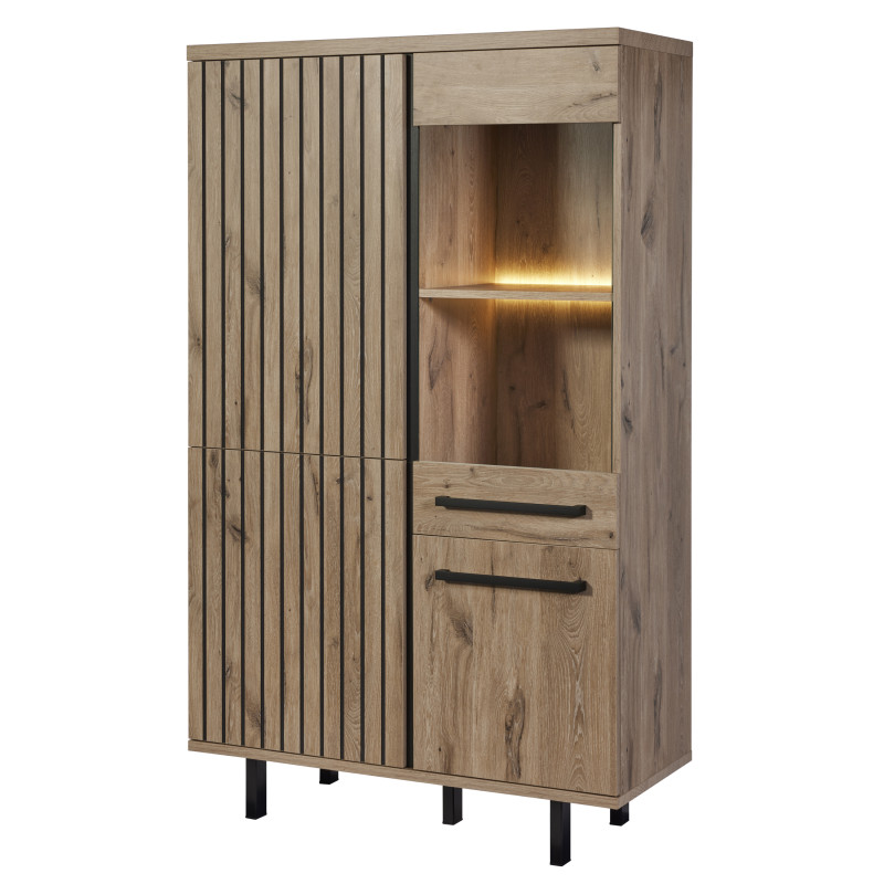 Argentier 4 portes avec LEDS Chêne/Métal - GAND