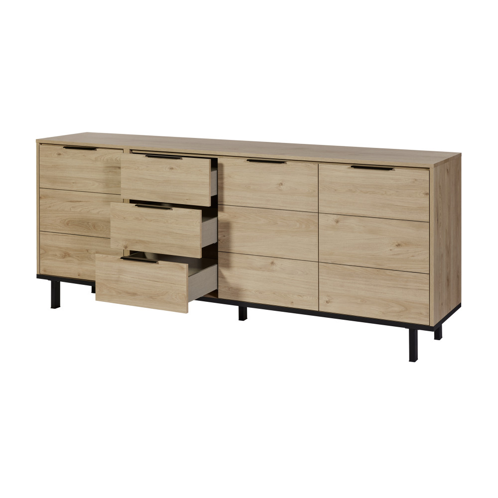 Buffet 2 portes Bois Clair 230 cm - LANDEN