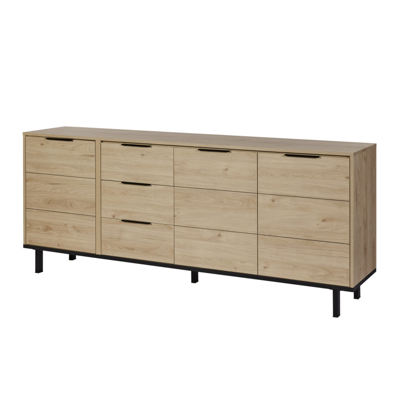 Buffet 3 portes 3 tiroirs Bois Clair 230 cm - LANDEN