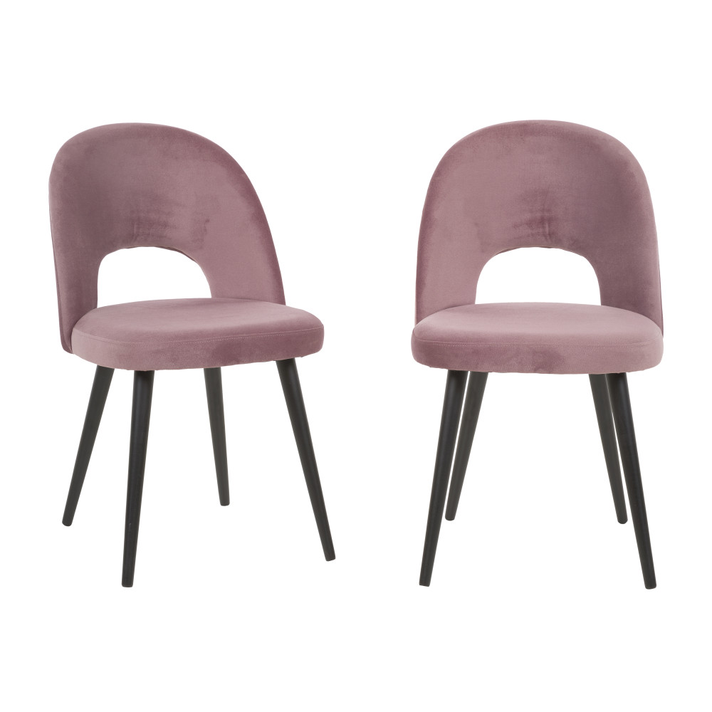 Duo de Chaises Effet Velours Rose - FORMAL