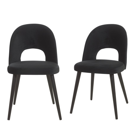 Duo de Chaises Effet Velours Noir - FORMAL