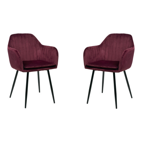 Duo de Chaises Effet Velours Bordeaux - FORMAL