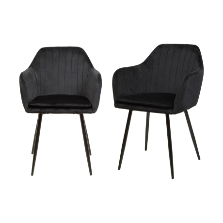 Duo de Chaises Effet Velours Noir - FORMAL