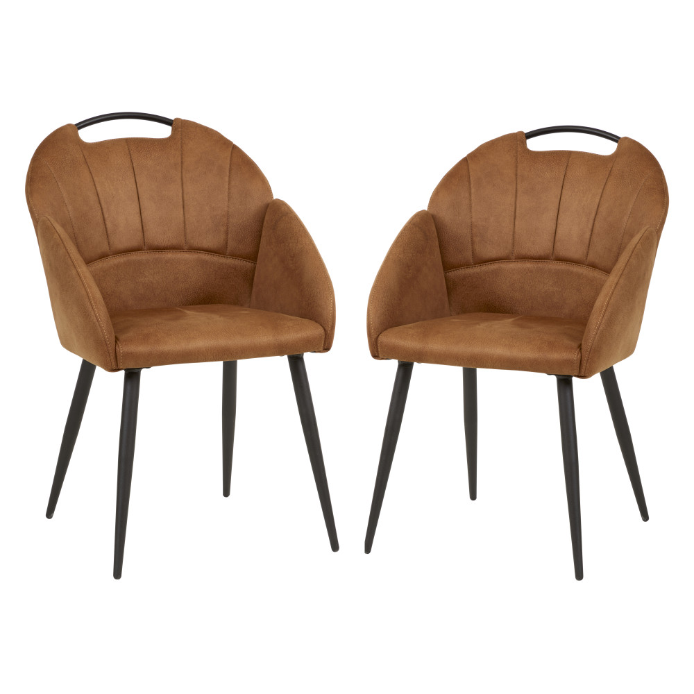 Duo de Chaises Tissu Cognac - WANDTE