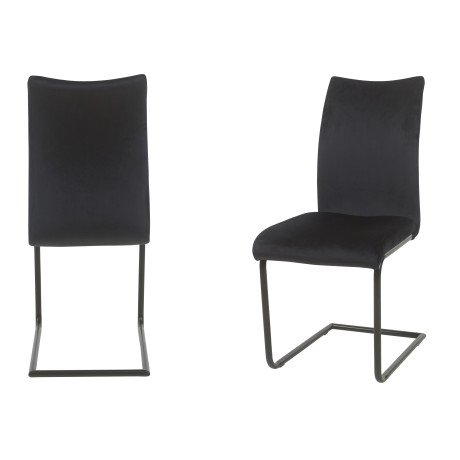 Duo de Chaises Pieds Luge Velours Noir - WANDTE