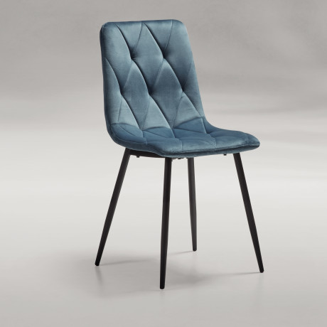 Quatuor de Chaises en Tissu Bleu - WANDTE