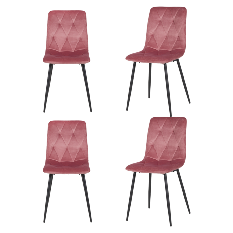 Quatuor de Chaises en Tissu Rose - WANDTE