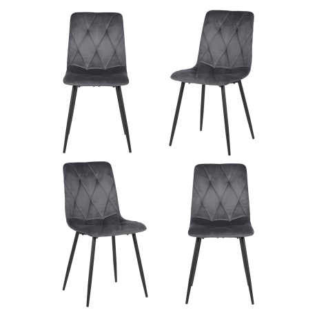 Quatuor de Chaises en Tissu Gris - WANDTE