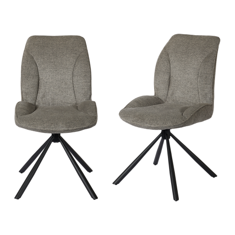 Duo de Chaises Rotatives Tissu mousse Gris - WANDTE