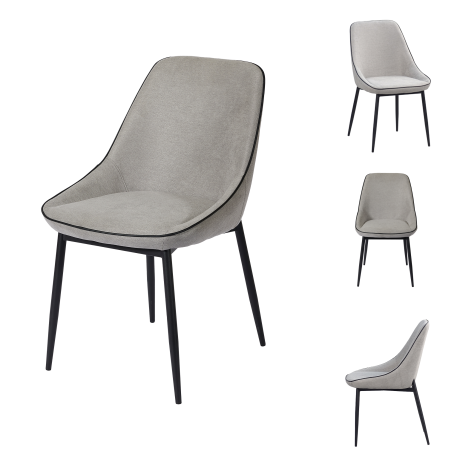 Quatuor de Chaises Tissu Gris - WANDTE