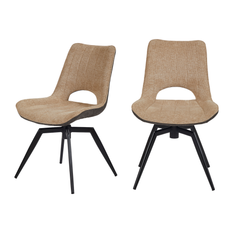 Duo de Chaises en Tissu Beige - WANDTE