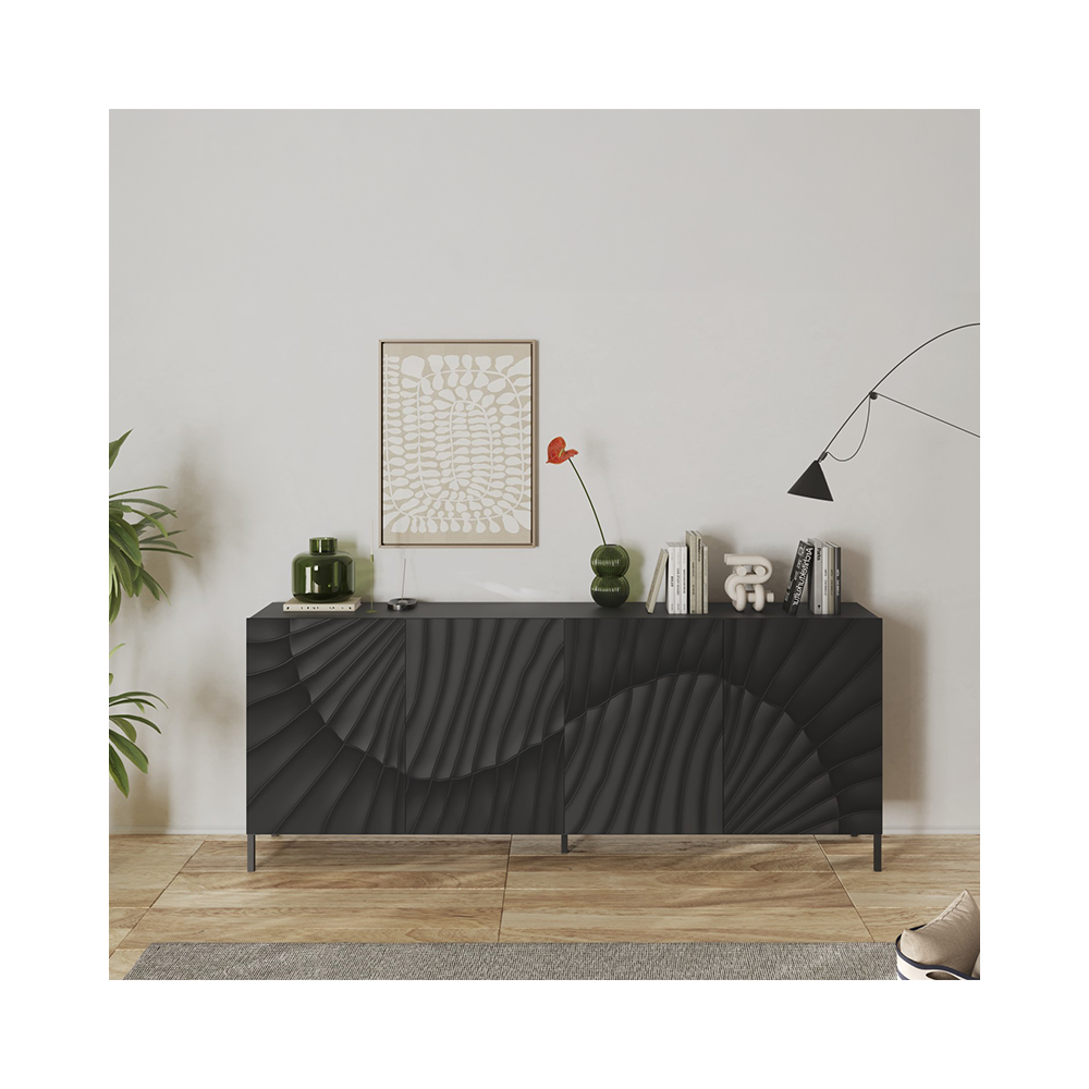 Buffet 2 portes Pieds Métal Anthracite - RETTILE