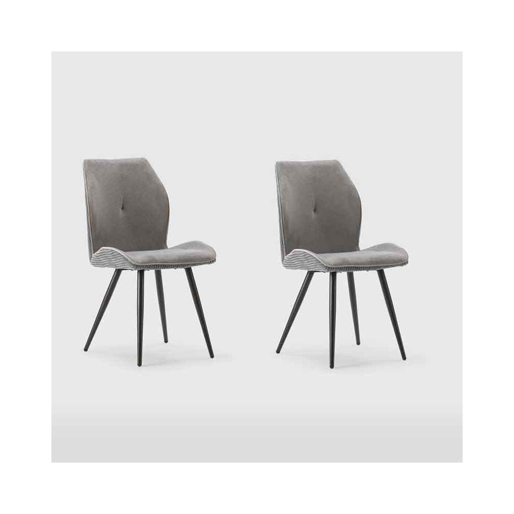 Duo de Chaises Velours côtelé Gris - BIJOU