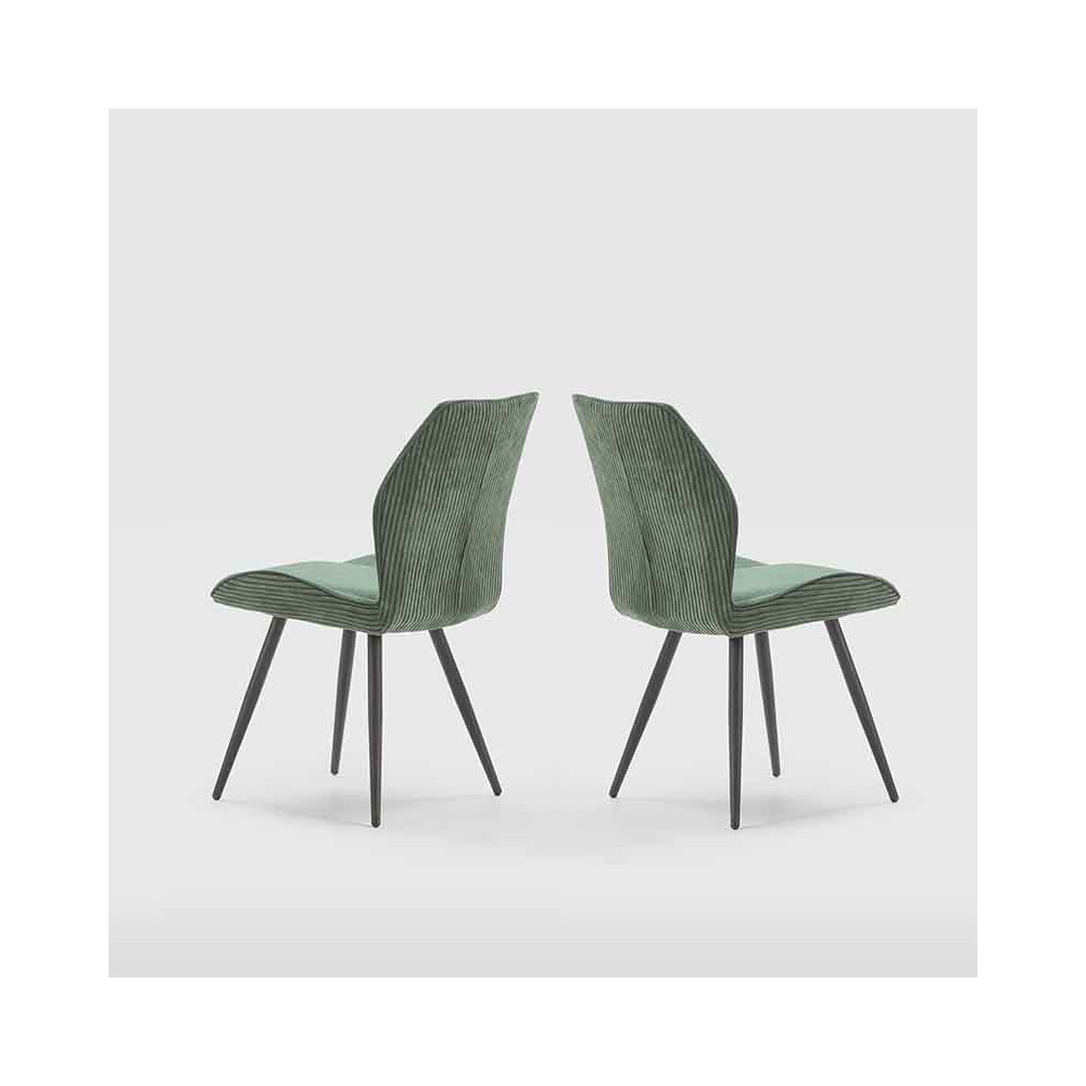 Duo de Chaises Velours côtelé Vert - BIJOU