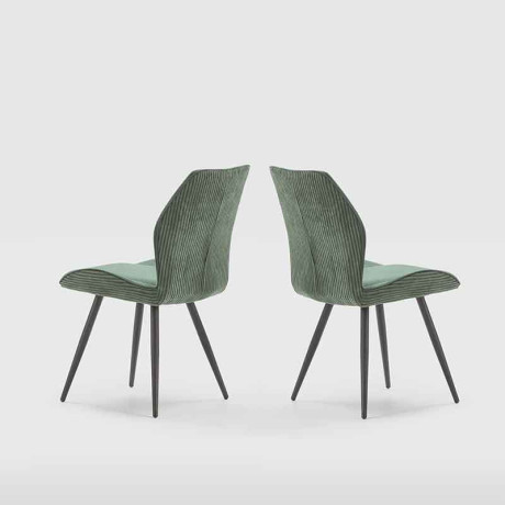 Duo de Chaises Velours côtelé Vert - BIJOU