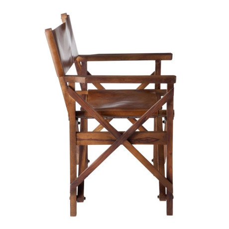Chaise de Réalisateur Pliable Bois/Cuir Cognac ambiance industrielle - Univers des Assises : Tousmesmeubles