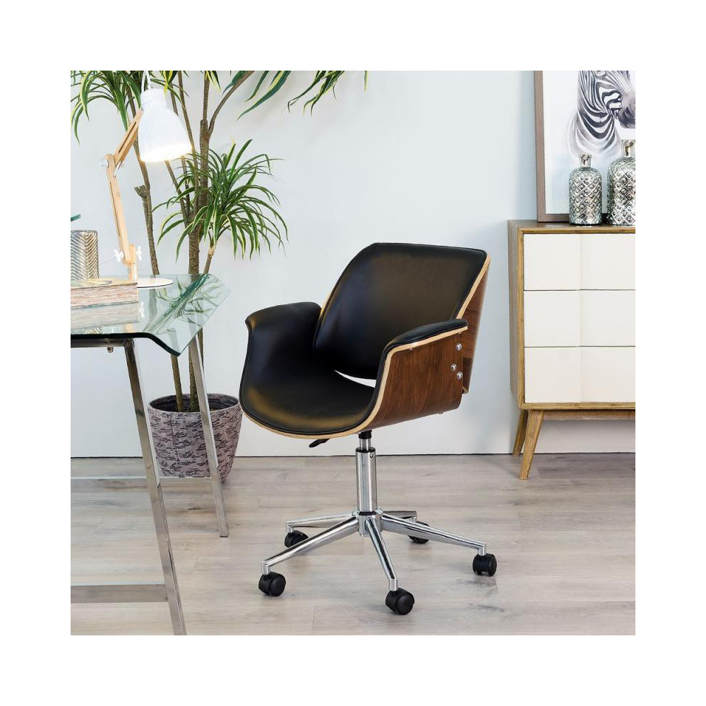 Chaise de bureau Simili Cuir Noir CONCORDE - Univers du Bureau Couleur Noir  Matière Simili cuir Couleur secondaire Noir