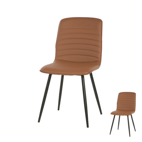 Duo de chaises Simili cuir Cognac contemporain SOTCHI - Univers Salle à Manger et Assises : Tousmesmeubles