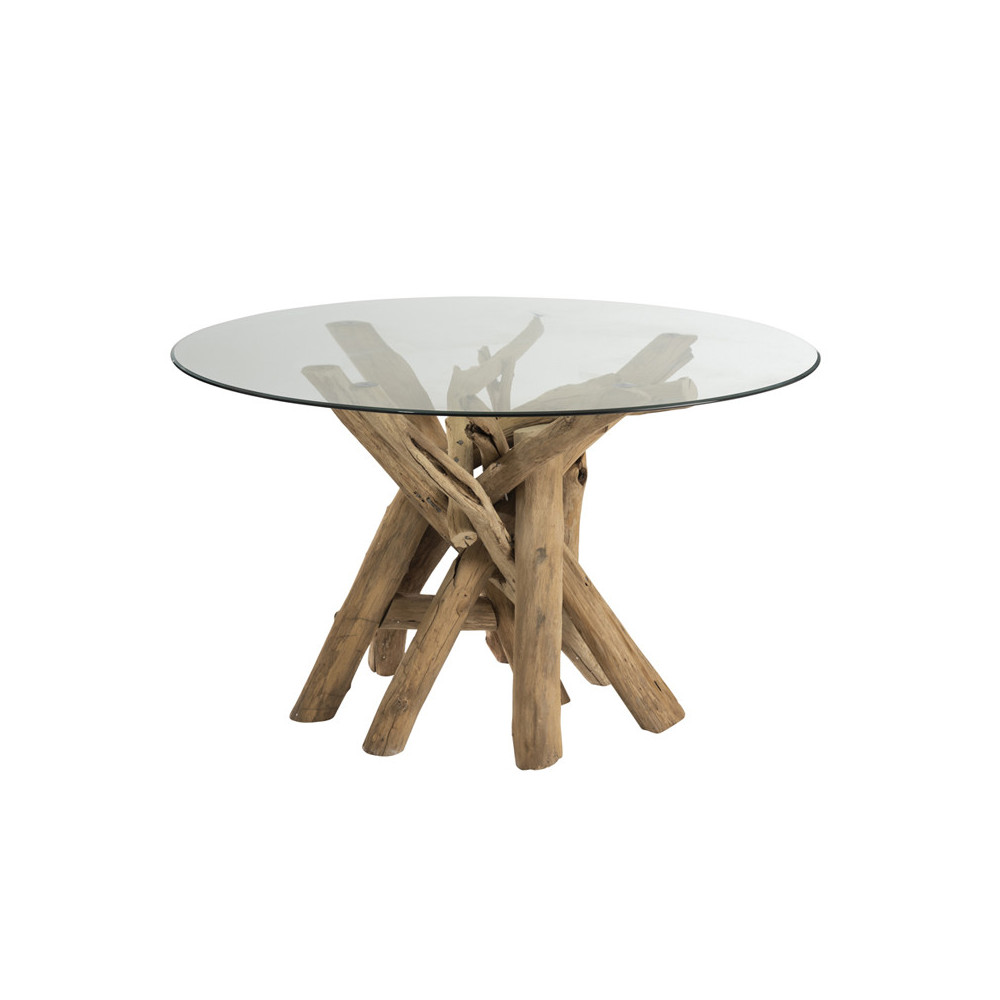 Table de repas ronde en Bois flotté/Verre - COMCIA