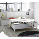Cadre + Tête de lit 160*200 + chevets bois laqué Blanc mat - Univers Chambre : Tousmesmeubles