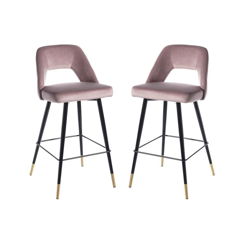 Duo de tabourets Métal/Tissu Rose - YIZI