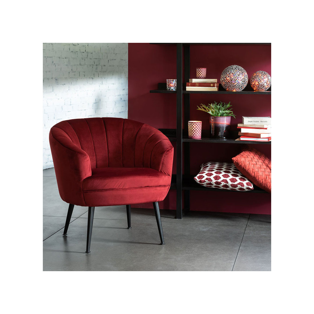 Fauteuil Rouge Velours King Fauteuil Crapaud En Velours Rouge Pied Noir X2