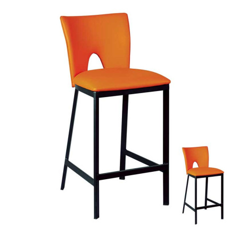 Duo de Tabourets de bar Simili cuir Orange/Acier noir - LOBO 