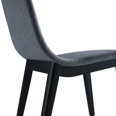 Duo de Chaises Bois noir/Tissu gris clair - FELICIDAD