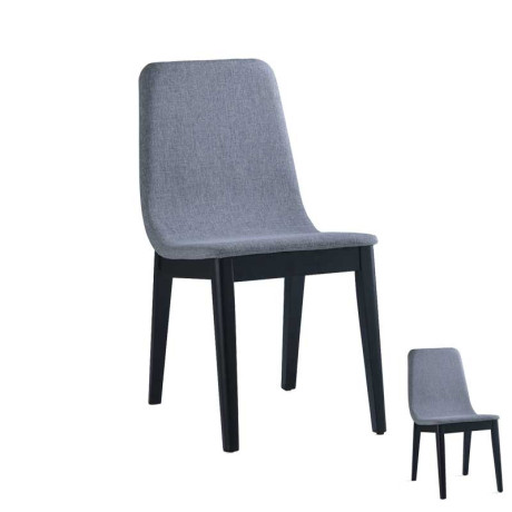 Duo de Chaises Bois noir/Tissu gris clair - FELICIDAD