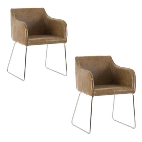 Duo de chaises avec accoudoirs Cuir/Métal - BRATSA