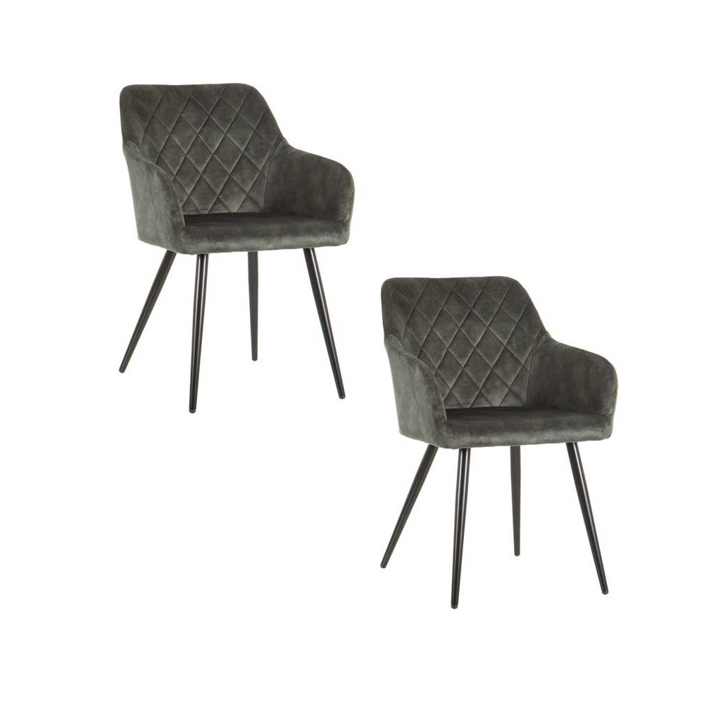 Duo de chaises avec accoudoirs Tissu/Métal Vert - BRATSU