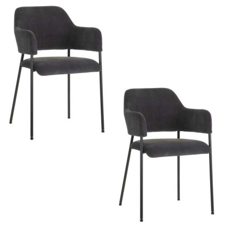 Duo de chaises Métal/Velours Gris Foncé - DENIS