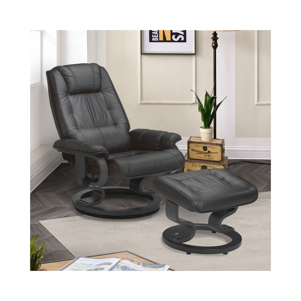 Fauteuil de relaxation Cuir Noir - EXCELLY n°1