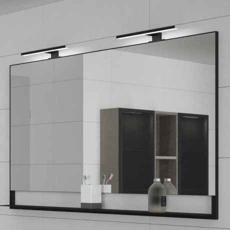 Ensemble meuble salle de bain 120 cm Béton + double vasque + miroir - THOLEY