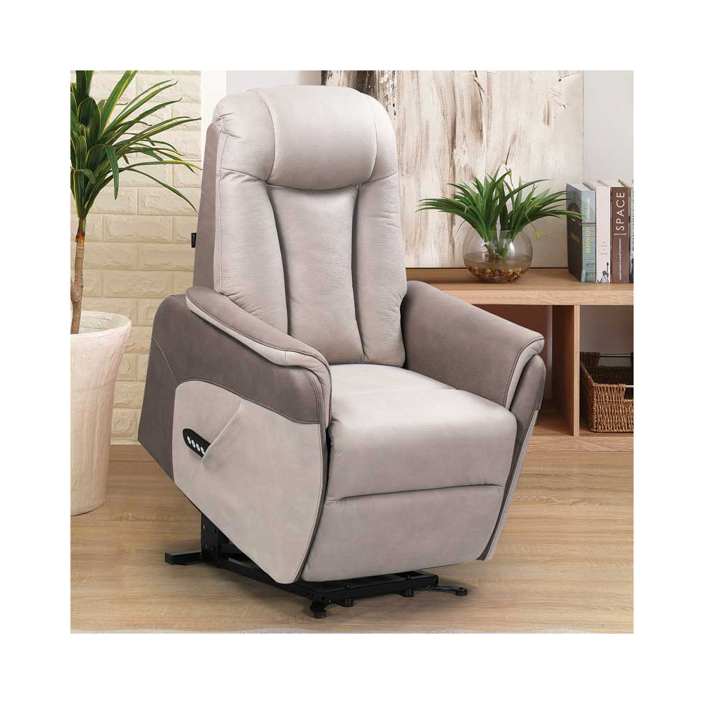 Fauteuil Relax Releveur Brun Taupe/Mastic - JEANINE