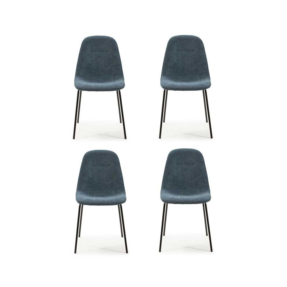 Quatuor de chaises Bleu Tissu/Métal - COMETE