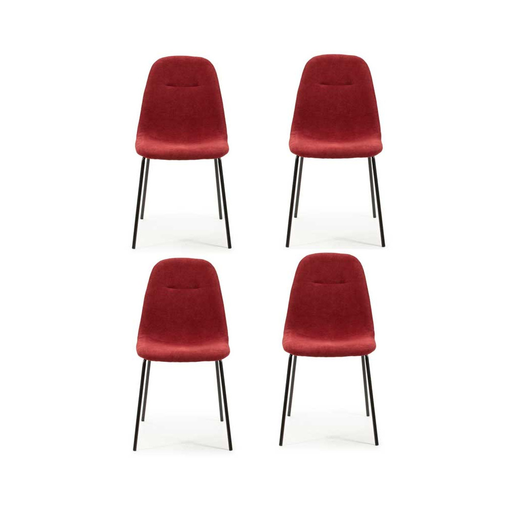 Quatuor de chaises Rouge Tissu/Métal - COMETE