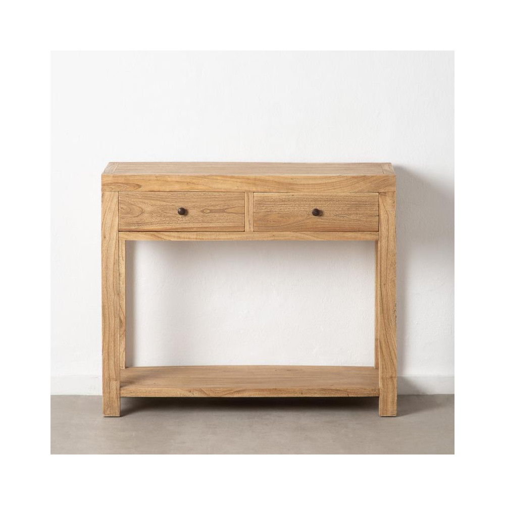 Console 2 tiroirs Bois Massif clair - LAINA